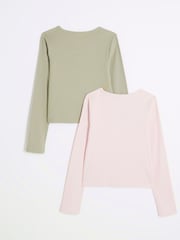 River Island Girls Cut-Out 100% Cotton Tops 2 Pack - Slika 2 iz 4