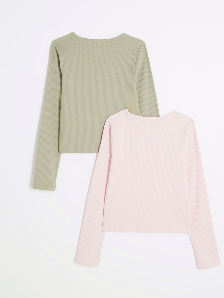River Island Pink Cut-Out 100% Cotton Tops 2 Pack - Image 2 of 4 River Island Pink Cut-Out 100% Cotton Tops 2 Pack - Image 2 of 4