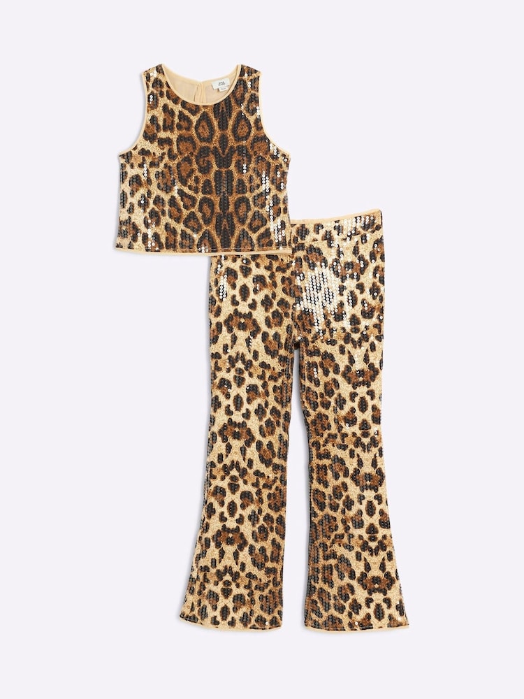 طقم من رداء علوي بترتر وبنطلون من القطن 100% للبنات من River Island - صورة 1 من 4 طقم من رداء علوي بترتر وبنطلون من القطن 100% للبنات من River Island - صورة 1 من 4