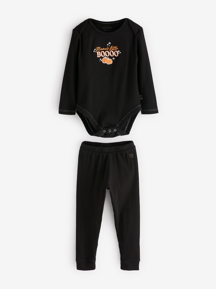 River Island Black Unisex Mamas 100% Cotton Little Boo Set - Image 1 of 1