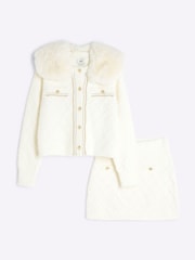 River Island Cream Girls Sequin Chain Cardigan - Image 1 of 4