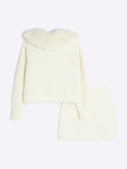 River Island Cream Girls Sequin Chain Cardigan - Image 2 of 4