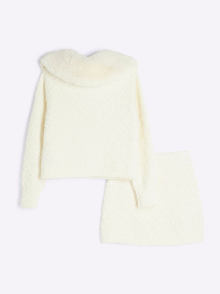River Island Cream Girls Sequin Chain Cardigan - Image 2 of 4