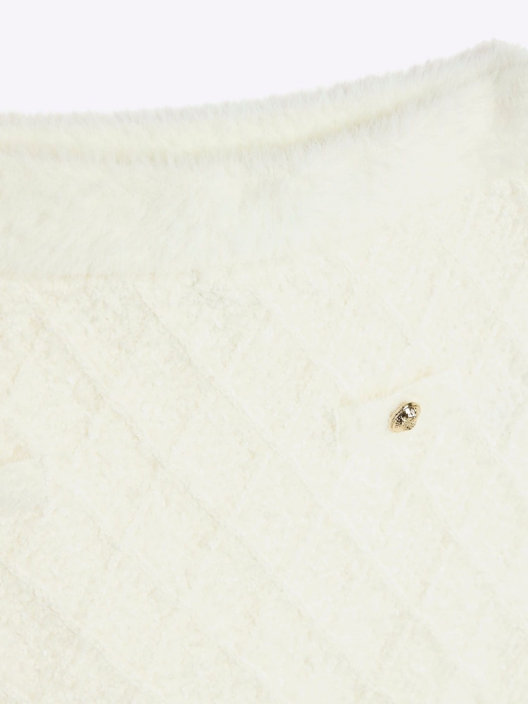River Island Cream Girls Sequin Chain Cardigan - Image 4 of 4