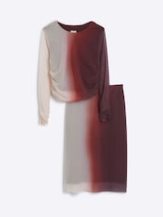 River Island Pink Girls Ombre Mesh Top and Skirt Set - Image 1 of 4