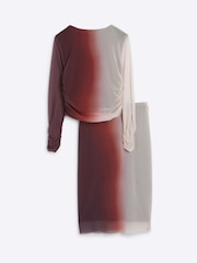 River Island Pink Girls Ombre Mesh Top and Skirt Set - Image 2 of 4