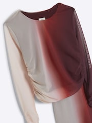 River Island Pink Girls Ombre Mesh Top and Skirt Set - Image 3 of 4