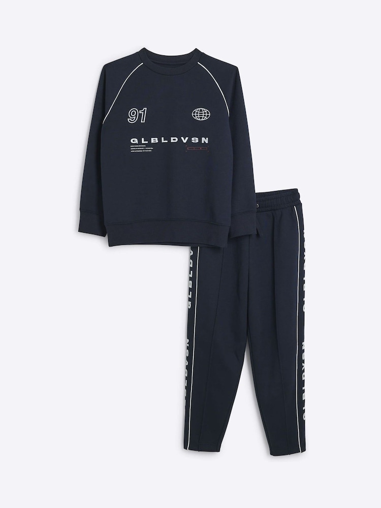 River Island Blue River Island Boys Crew Set - Image 1 of 4