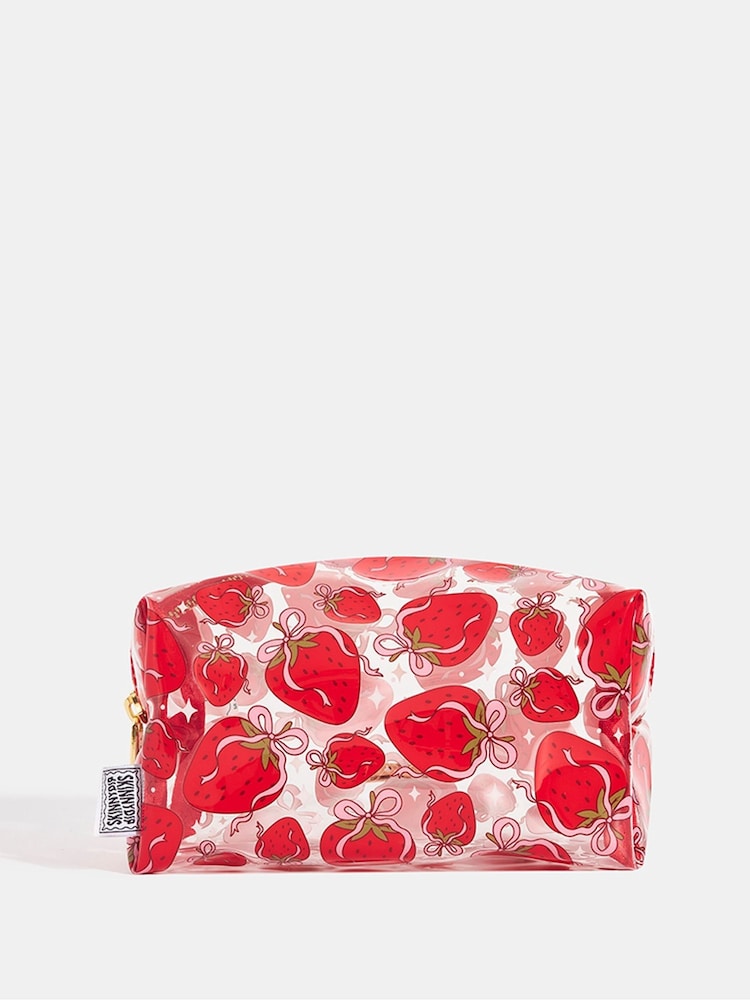 Skinnydip Red Strawberry Bow Make-Up Bag - Image 1 of 5