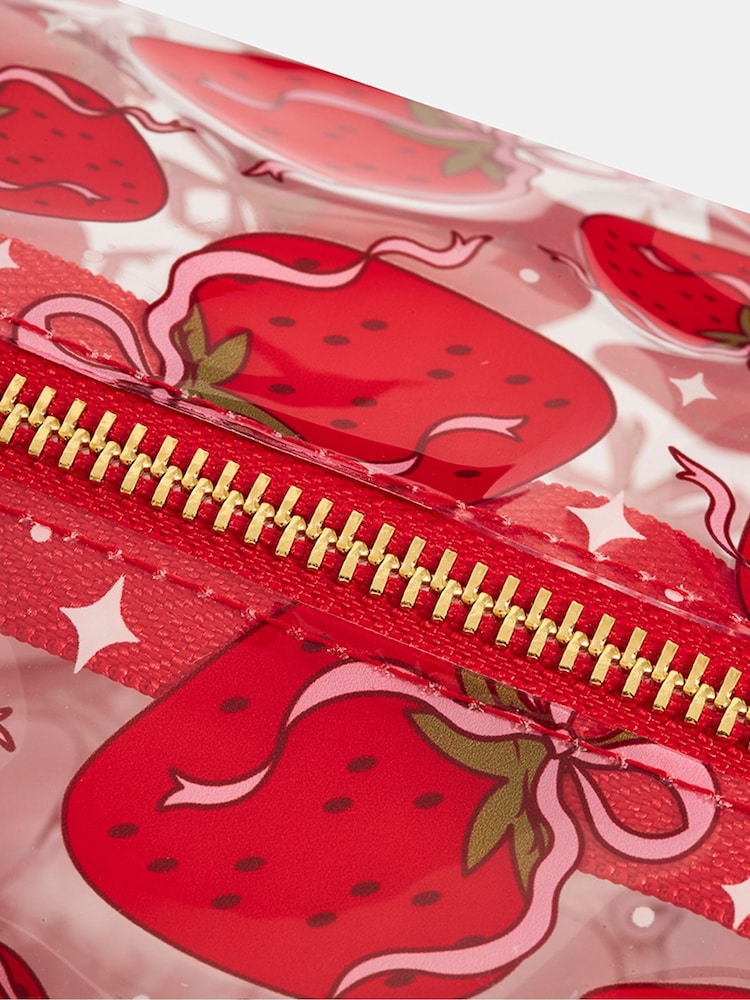 Skinnydip Red Strawberry Bow Make-Up Bag - Image 5 of 5