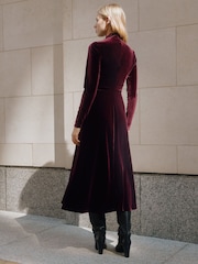 Albaray Red Velvet Sleeveless Funnel Neck Dress - Image 2 of 5