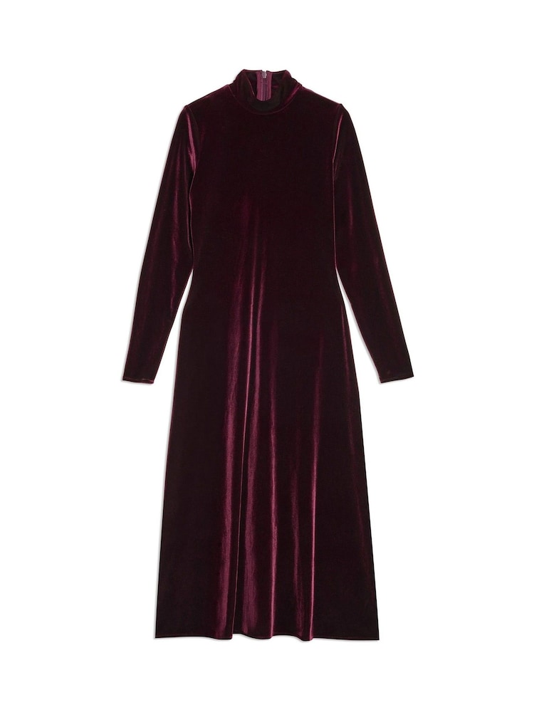 Albaray Red Velvet Sleeveless Funnel Neck Dress - Image 5 of 5