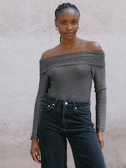 Albaray Silver Glitter Bardot Top - Image 1 of 4