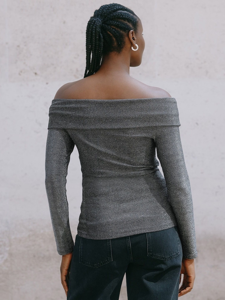 Albaray Silver Glitter Bardot Top - Image 2 of 4