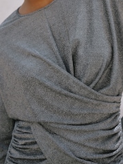 Albaray Silver Glitter Drape Top - Image 3 of 5