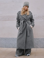 Albaray Grey Herringbone Coat - Image 1 of 5