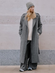 Albaray Grey Herringbone Coat - Image 4 of 5