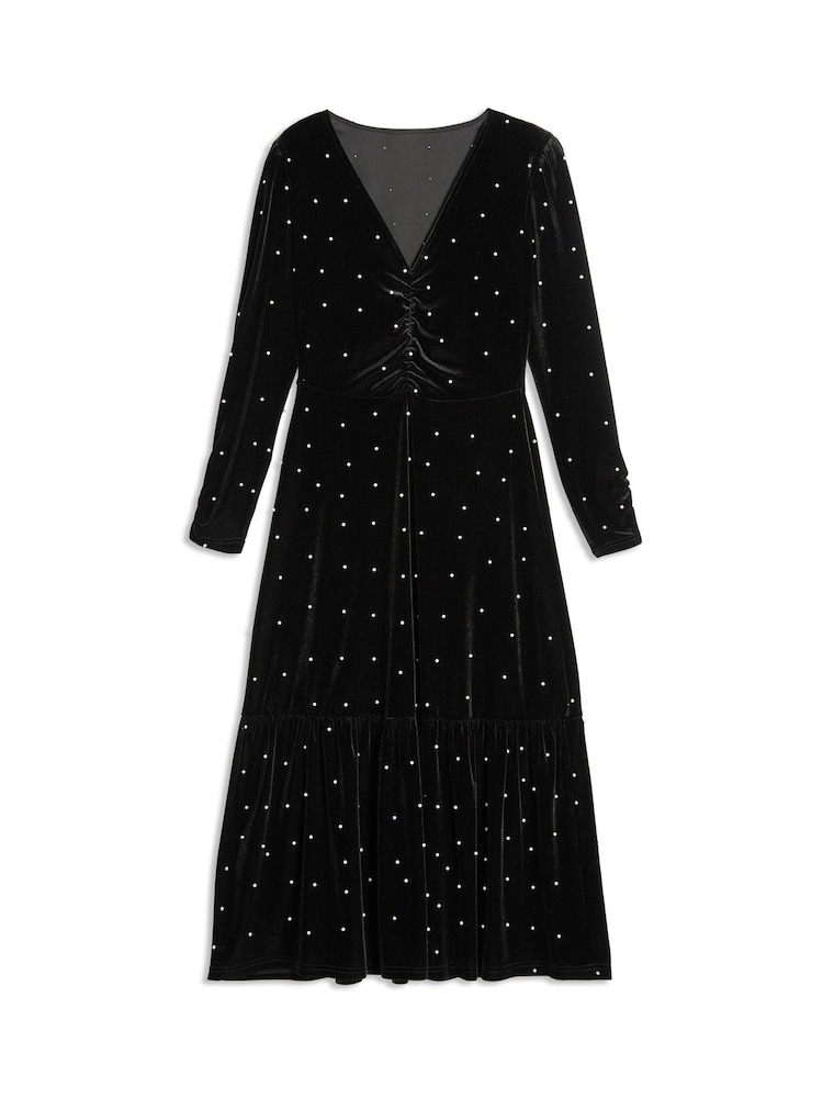 Albaray Velvet & Pearl Midi Black Dress - Image 5 of 5