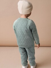 Teal Blue Quilted Sweatshirt and Jogger Set (3mths-7yrs) - Image 2 of 6