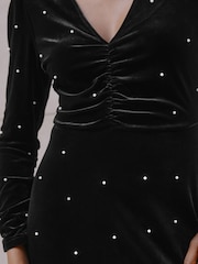 Albaray Velvet & Pearl Short Black Dress - Image 4 of 4
