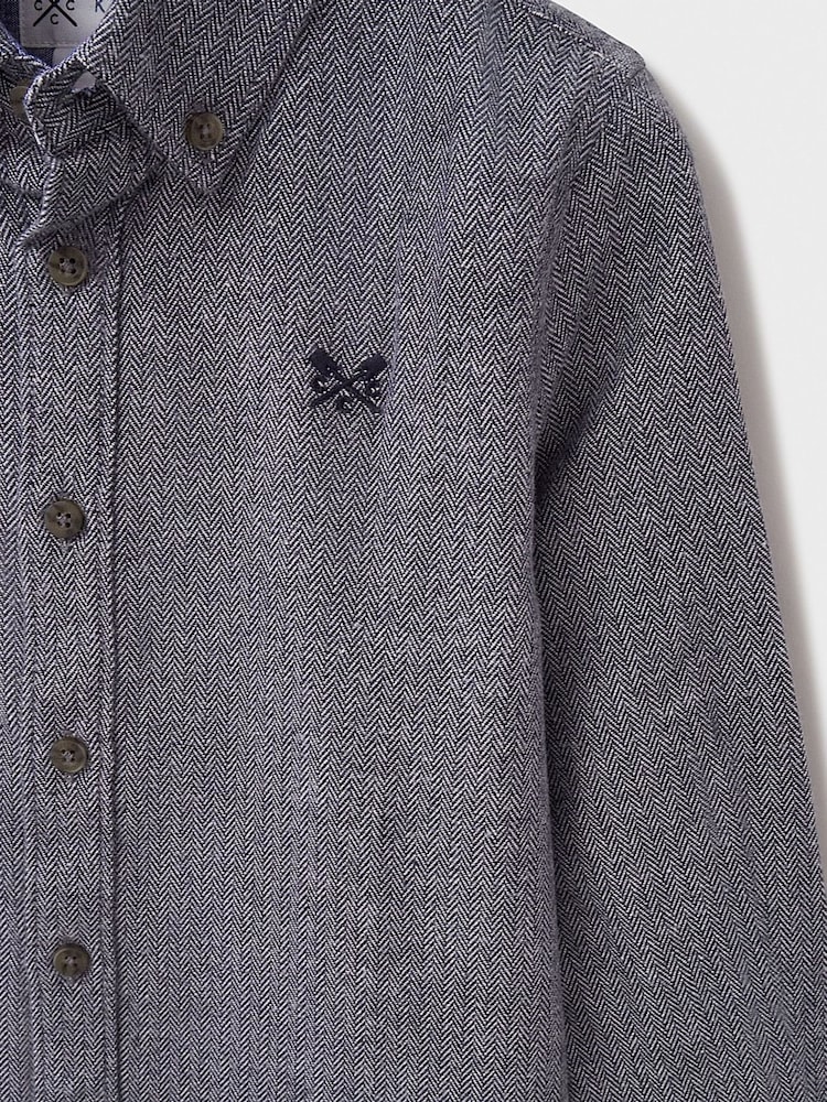 Crew Clothing Company Red 100% Cotton Long Sleeve Herringbone Flannel Shirt - Image 3 of 3