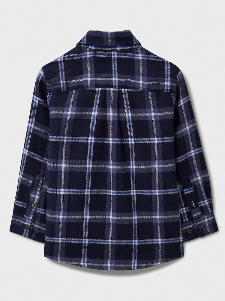 Crew Clothing Blue Check Brushed 100% Cotton Flannel Shirt - Image 2 of 3