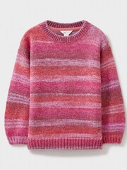 Crew Clothing Pink Fluffy Space Dyed Stripe 100% Cotton Jumper - Image 3 of 5