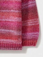 Crew Clothing Pink Fluffy Space Dyed Stripe 100% Cotton Jumper - Image 5 of 5