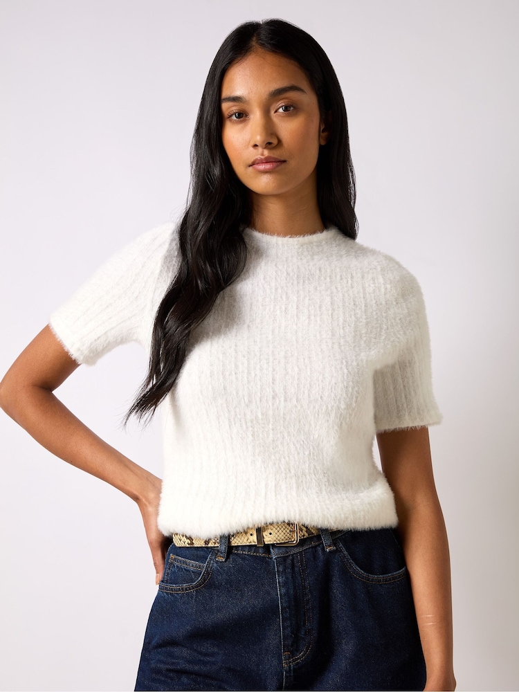 Ro&Zo White Ivory Fluffy Rib Top - Image 4 of 4