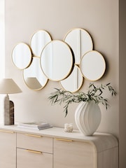 Gold Round Cluster Mirror - Image 1 of 6