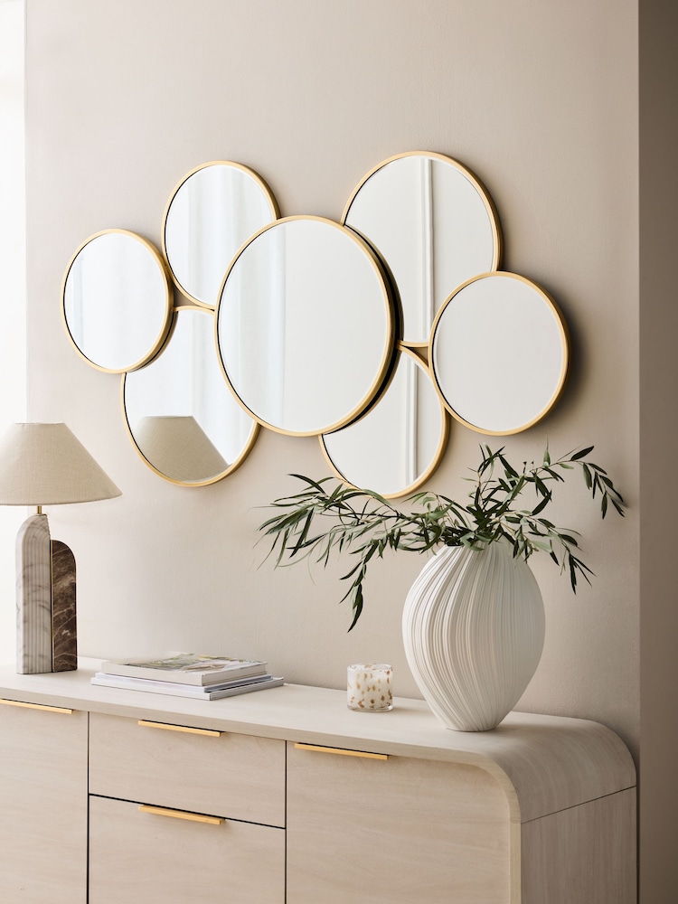 Gold Round Cluster Mirror - Image 1 of 6
