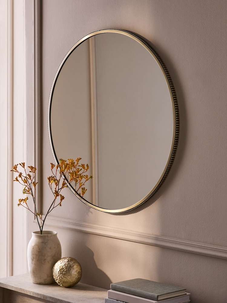 Neutral Hollis Ribbed Wall Mirror - Image 1 of 5