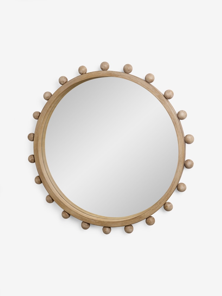 Neutral Round Bobbin Wall Mirror - Image 1 of 3
