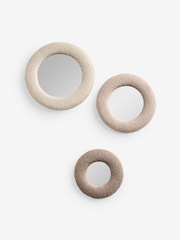 Set of 3 Neutral Boucle Mirrors - Image 3 of 5