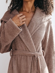 Chelsea Peers Brown Boucle Knit Dressing Gown - Image 3 of 5