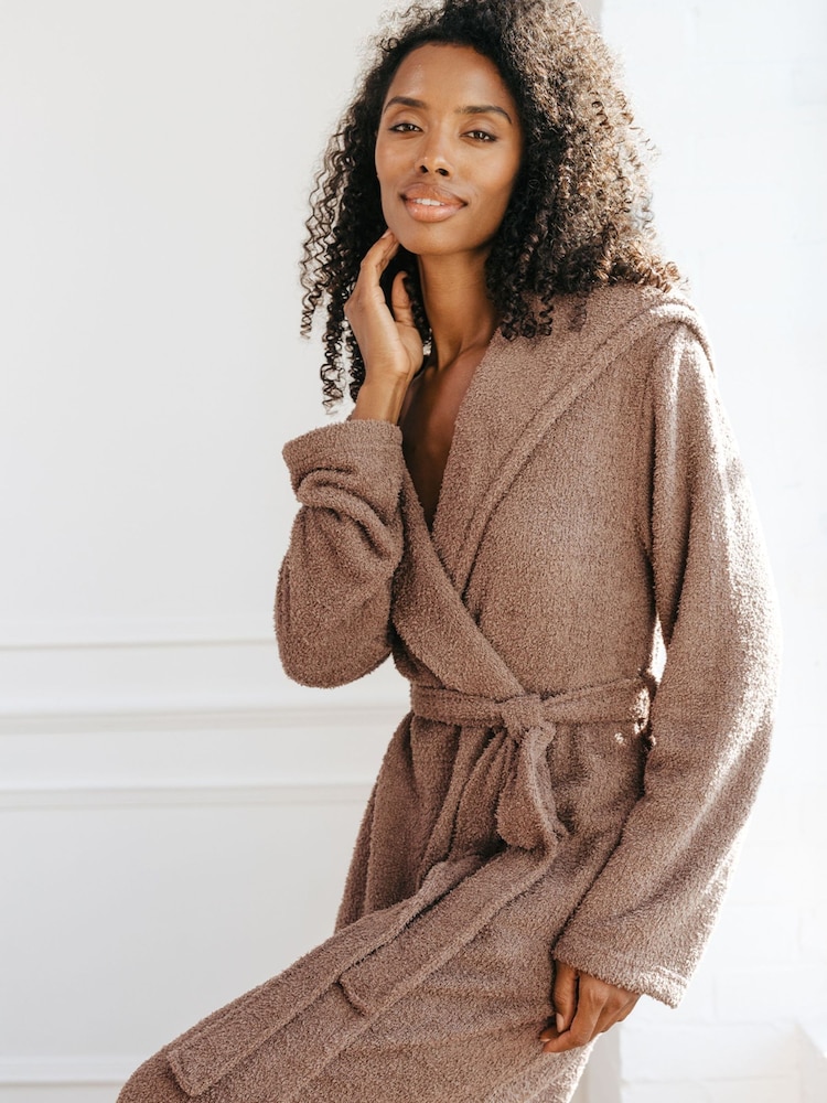 Chelsea Peers Brown Boucle Knit Dressing Gown - Image 5 of 5