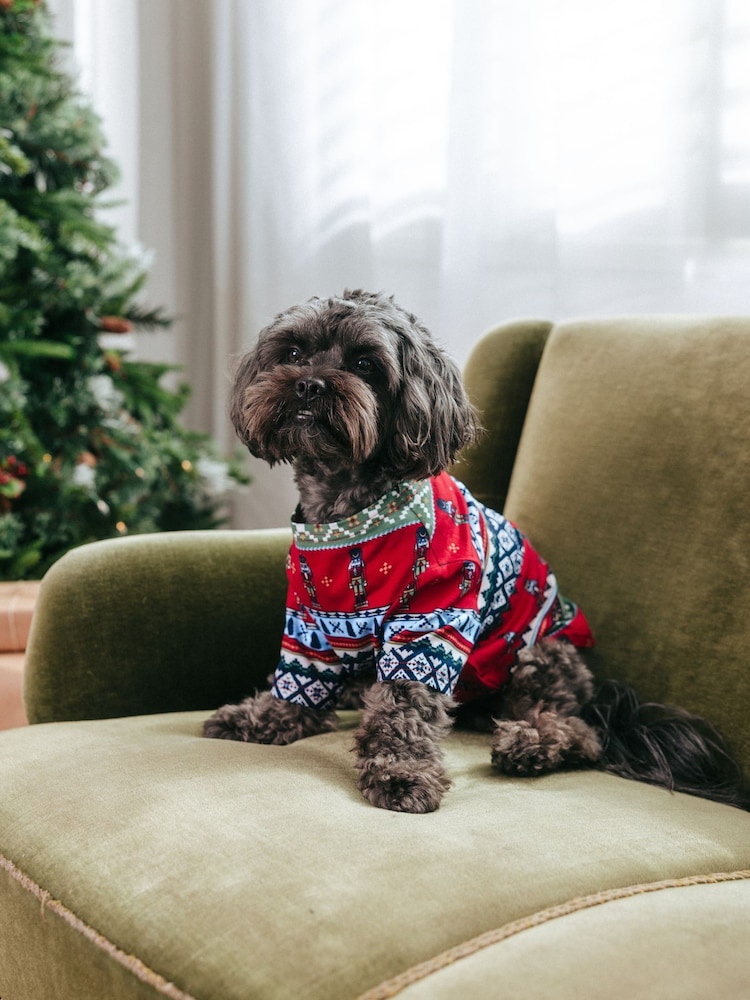 Chelsea Peers Red Pet  Christmas Nutcracker Fair Isle Print Pyjama T-shirt - Image 1 of 4