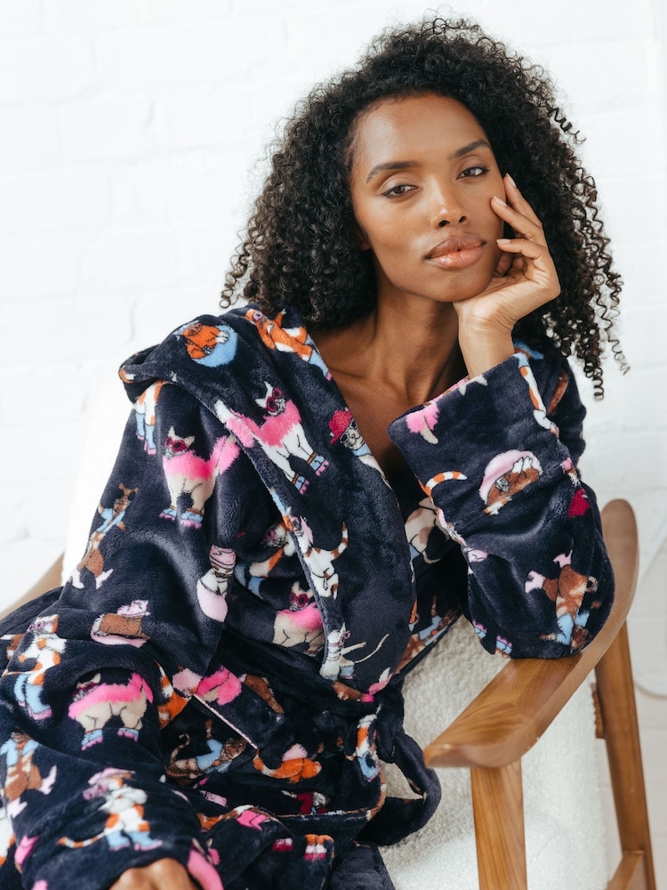 Buy Chelsea Peers Blue Fleece Disco Cats Print Dressing Gown from the Next  UK online shop