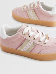 Розовый - Baker by Ted Baker Girls Low Top Trainers with Gum Sole - Image 3 of 5
