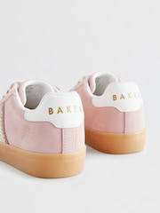 Розовый - Baker by Ted Baker Girls Low Top Trainers with Gum Sole - Image 4 of 5