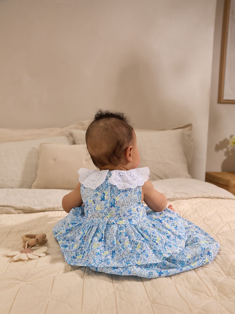 navy blue dress for baby girl Buy Blue Floral Baby Frill Collar Tiered 100% Cotton Dress (0mths-2yrs)  from Next USA
