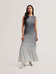 Ted Baker Blue Dilylaa Textured Stripe Knitted Dress - Image 1 of 5