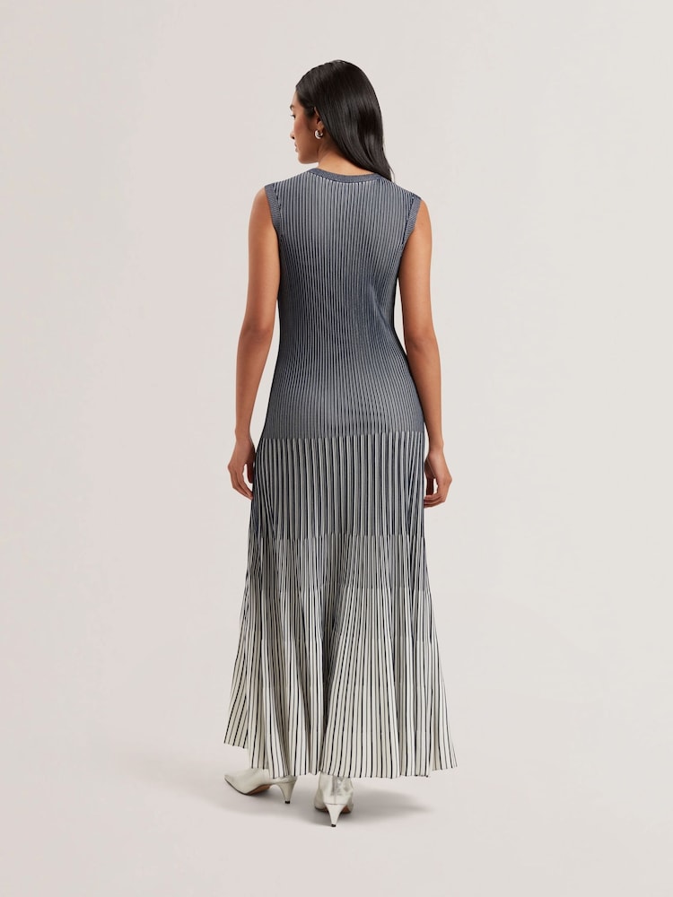 Ted Baker Blue Dilylaa Textured Stripe Knitted Dress - Image 2 of 5