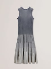 Ted Baker Blue Dilylaa Textured Stripe Knitted Dress - Image 5 of 5