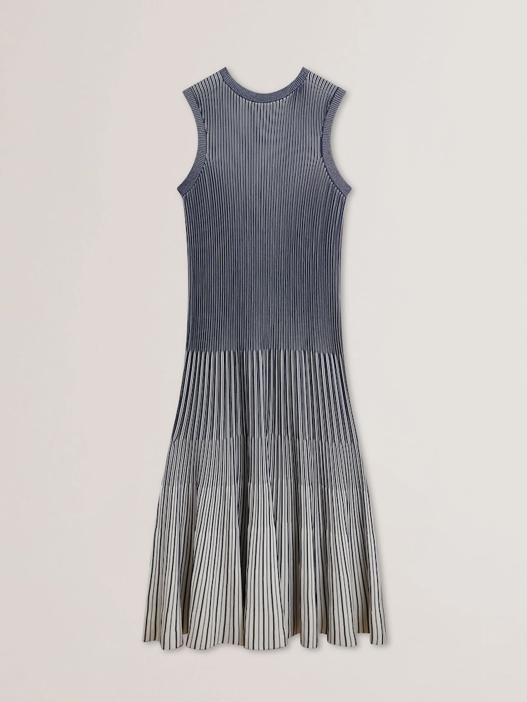 Ted Baker Blue Dilylaa Textured Stripe Knitted Dress - Image 5 of 5