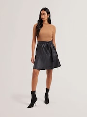 Ted Baker Blue Oliyia Knit Bodice Faux Leather Skirt Mini Dress - Image 1 of 5