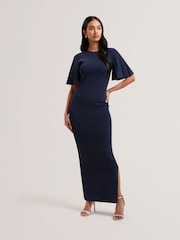 Ted Baker Blue Alenha Knitted Angel Sleeve Mini Dress - Image 1 of 3