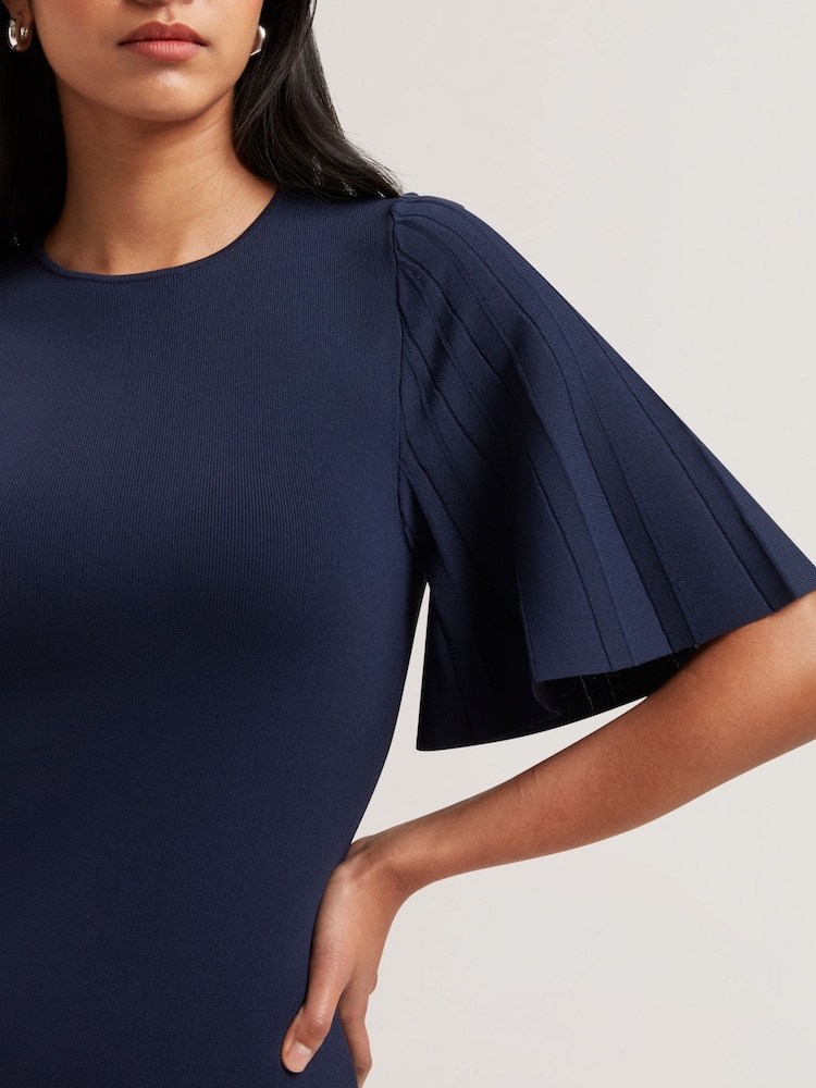 Ted Baker Blue Alenha Knitted Angel Sleeve Mini Dress - Image 3 of 3