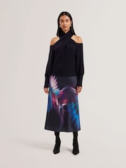 Ted Baker Blue Elanaa Cut Out Detail Knit Sweater - Image 1 of 5