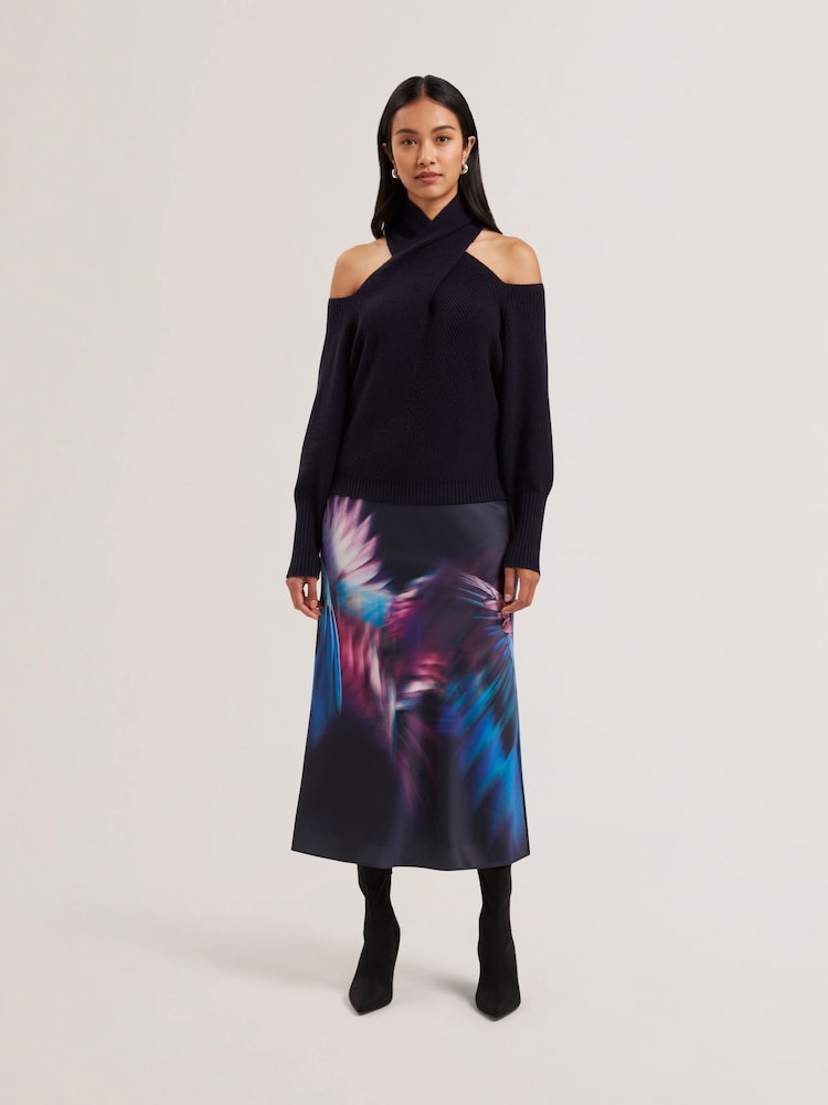 Ted Baker Blue Elanaa Cut Out Detail Knit Sweater - Image 1 of 5 Ted Baker Blue Elanaa Cut Out Detail Knit Sweater - Image 1 of 5